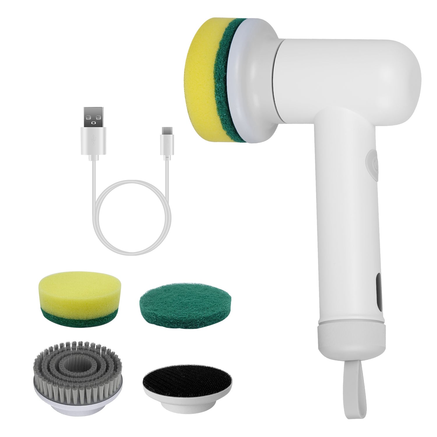 1Set Electric Handheld Spin Scrubber Cordless Cleaning Brush With 2 Rotating