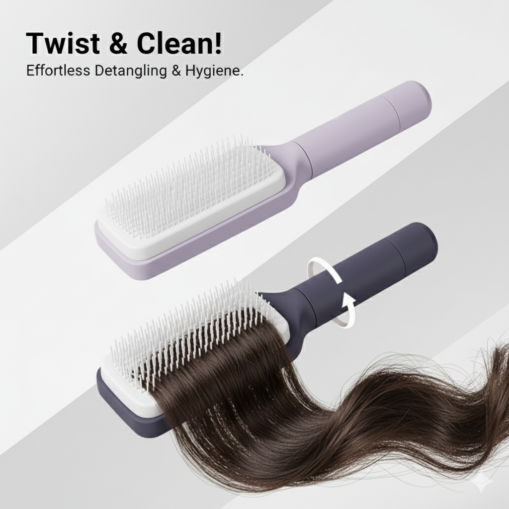 Self Cleaning Hair Brush for Women 2 in one
