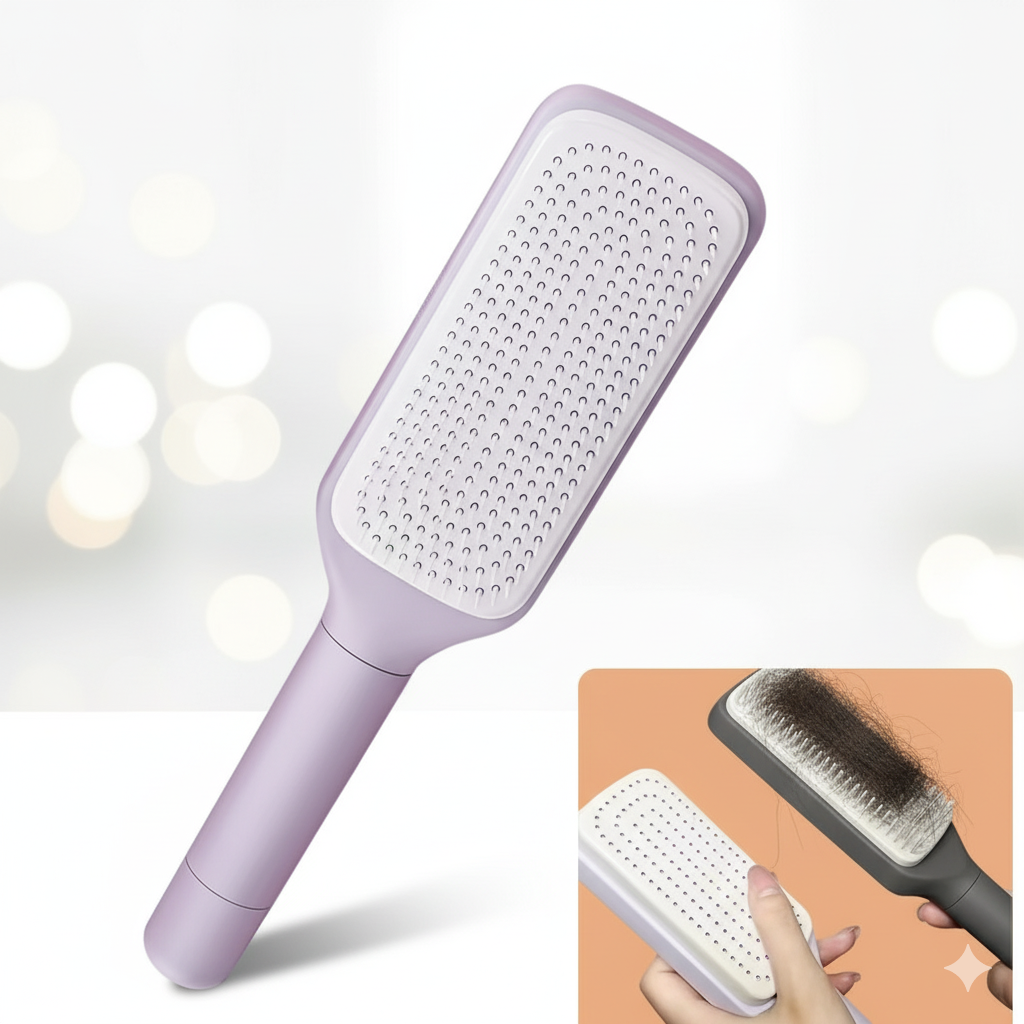 Self Cleaning Hair Brush for Women 2 in one