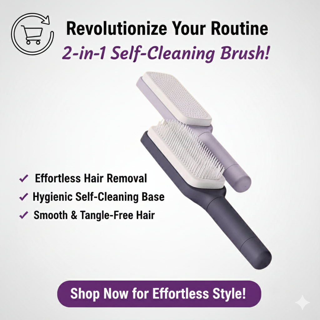 Self Cleaning Hair Brush for Women 2 in one