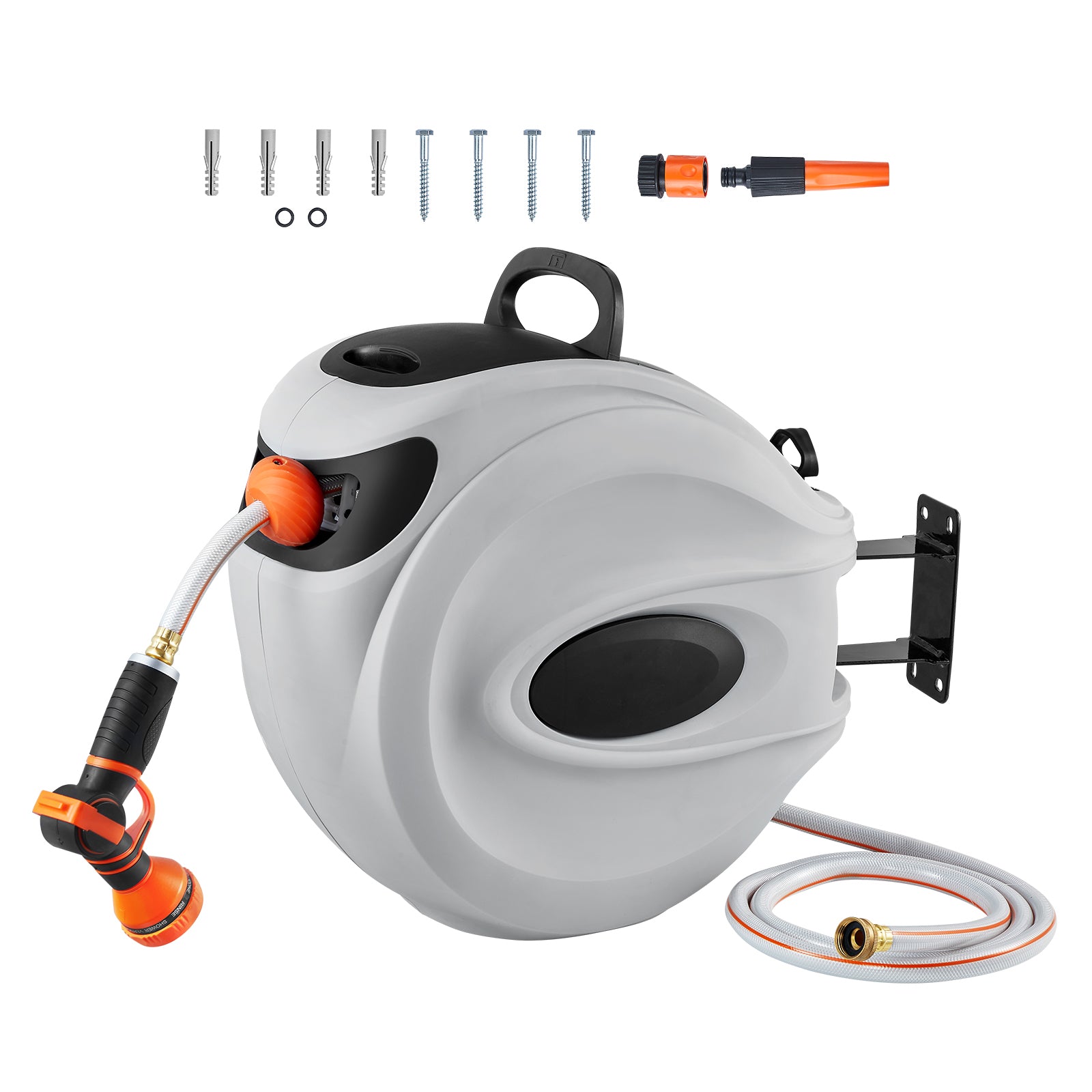 VEVOR Retractable Hose Reel Water Hose Reel Swivel Wall-Mounted